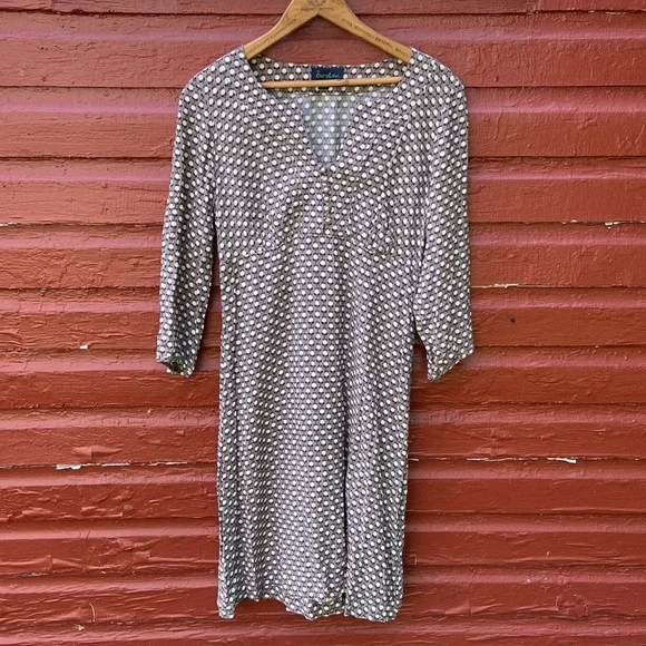 Boden | Dresses | Boden Grey White Flower Pearly Button Front Dress Womens  Size 4 | Poshmark